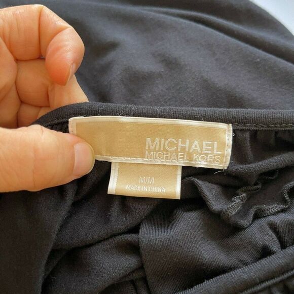 Michael Kors Ruffled Knit Wide Neck Top Black M Medium - Picture 5 of 6